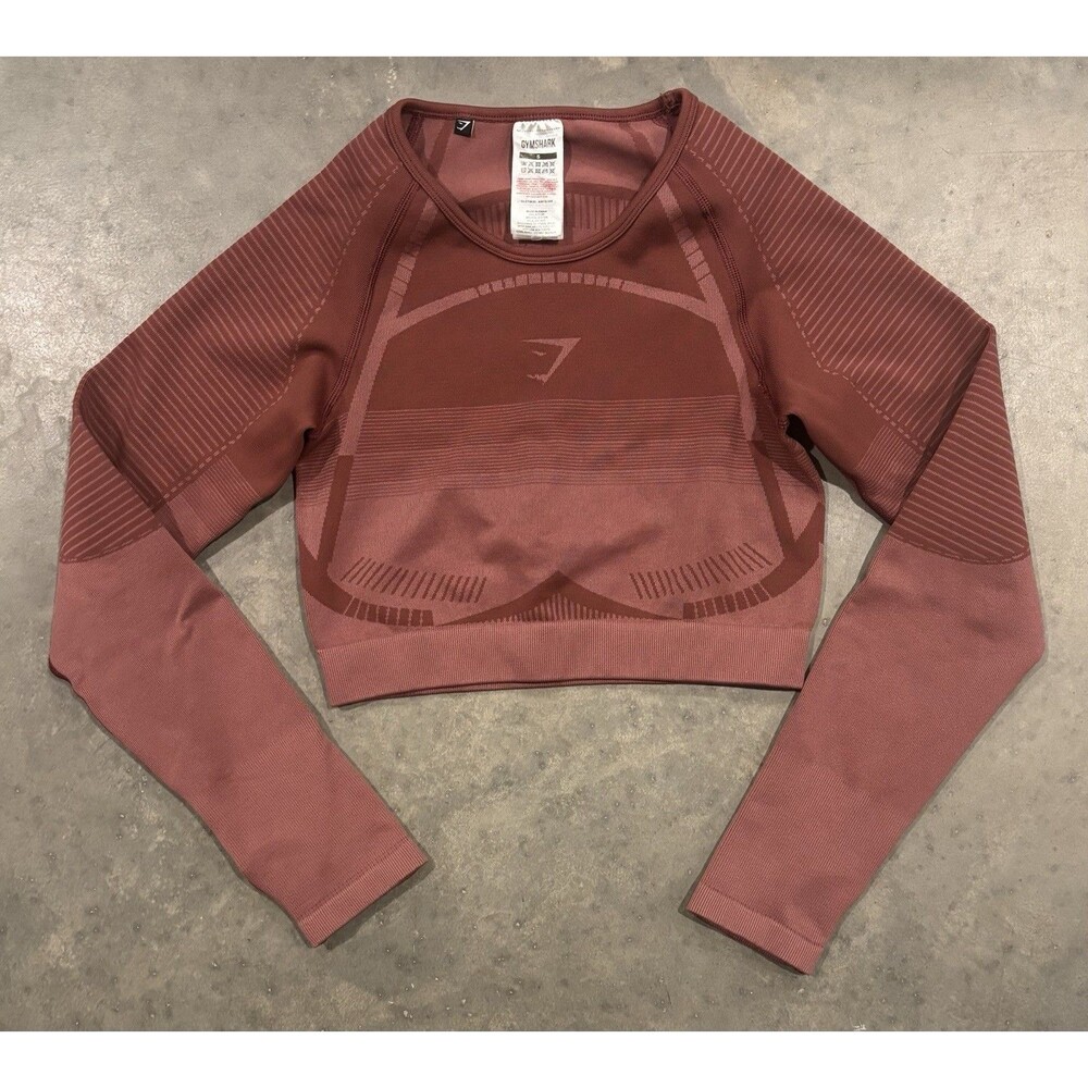 Gymshark Women's Size S Energy+ Seamless Long Sleeve Crop Top Dusty Pink Rose